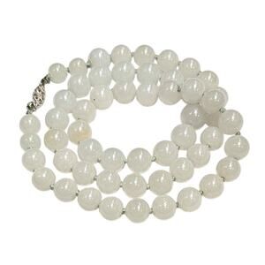 Vintage White Jadeite Jade Bead Necklace